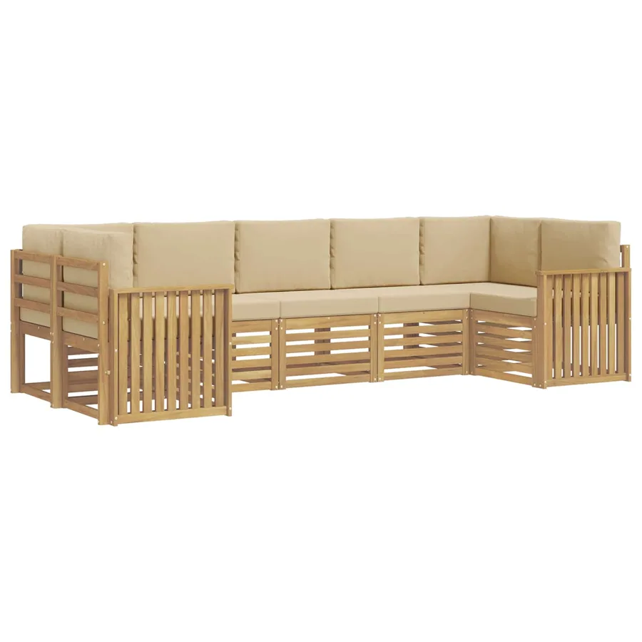 Ensemble de canapés d'extérieur 7 pcs Blanc et Beige - 2