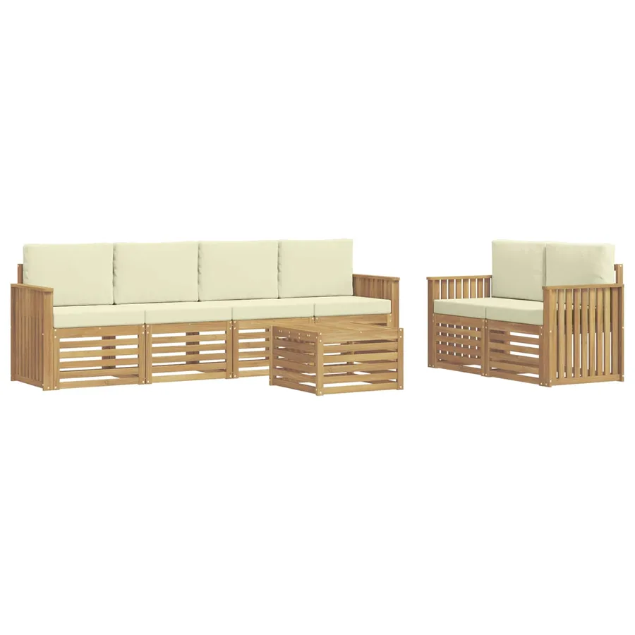Ensemble de canapés d'extérieur 7 pcs Blanc et crème Polyester - 2
