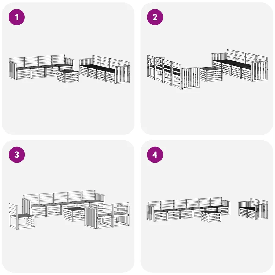 Ensembles de canapés 9 pcs Blanc 59 x 59 x 37 cm - 7