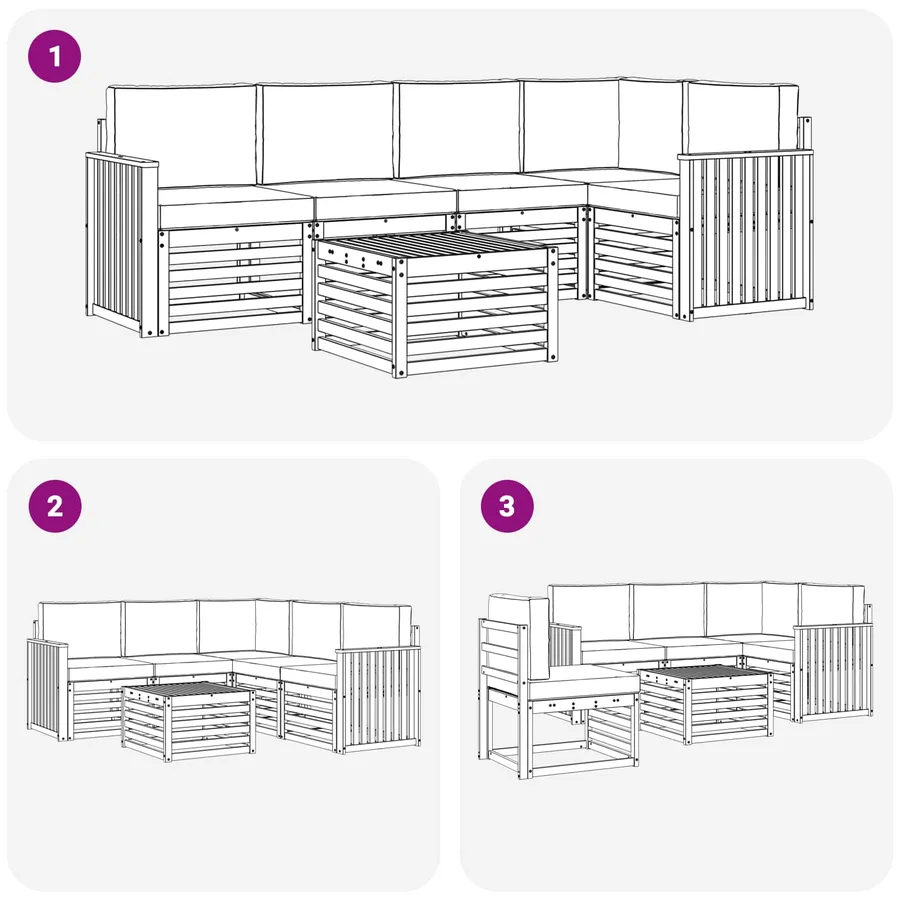 Ensemble de canapés d'extérieur 6 pcs Blanc et anthracite - 7