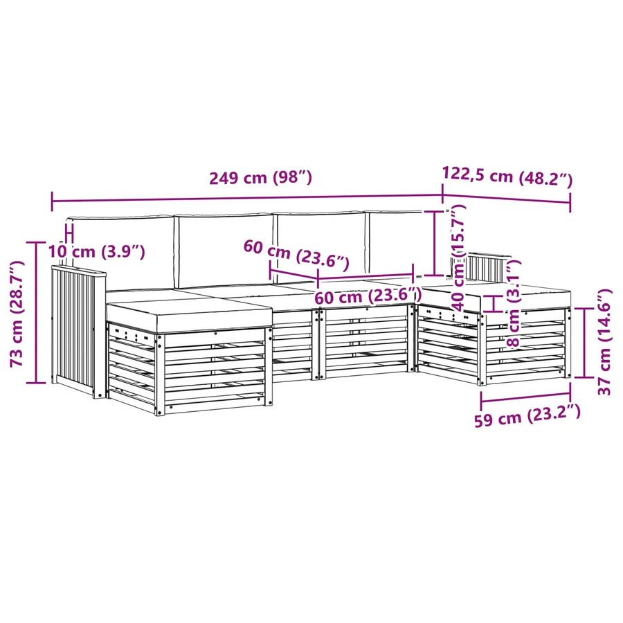 Ensemble de canapés d'extérieur 6 pcs Blanc et crème - 6