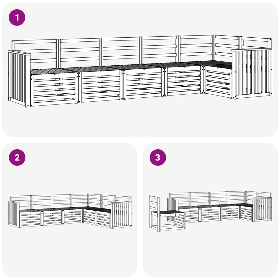 Ensemble de canapés d'extérieur 6 pcs Blanc 306 x 128,5 x 73 cm - 6