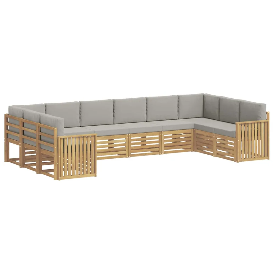 Ensemble de canapés d'extérieur 10 pcs Blanc et gris clair - 2