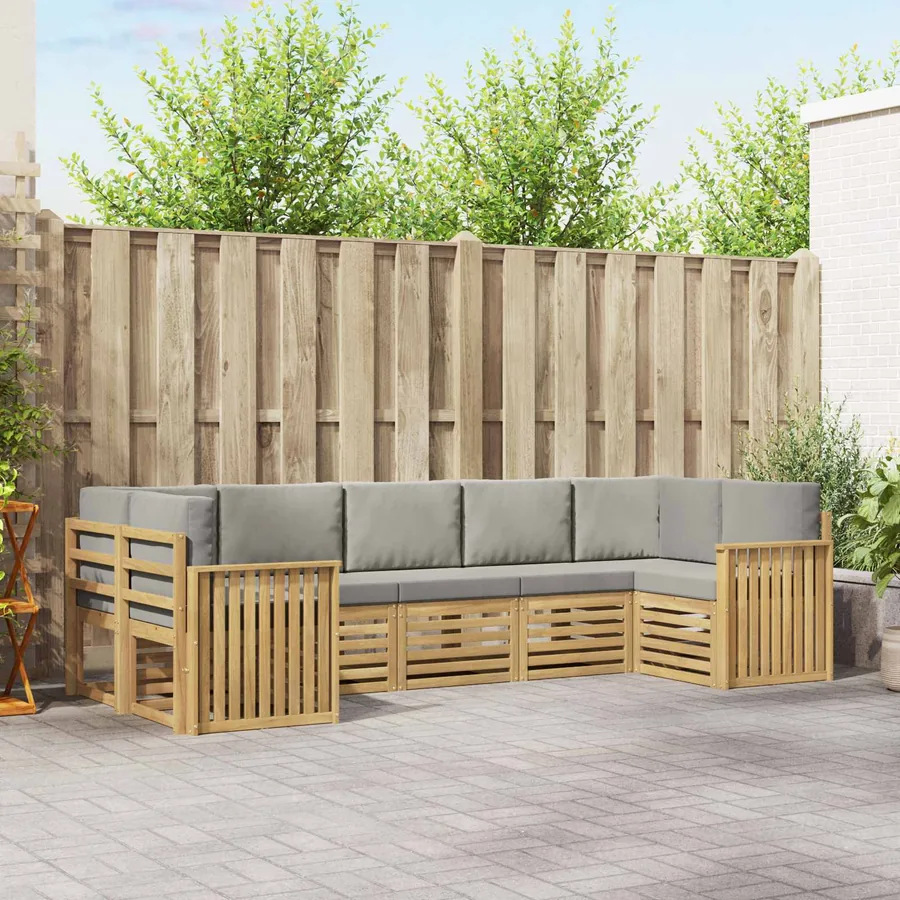 Ensemble de canapés d'extérieur 7 pcs Blanc et gris clair