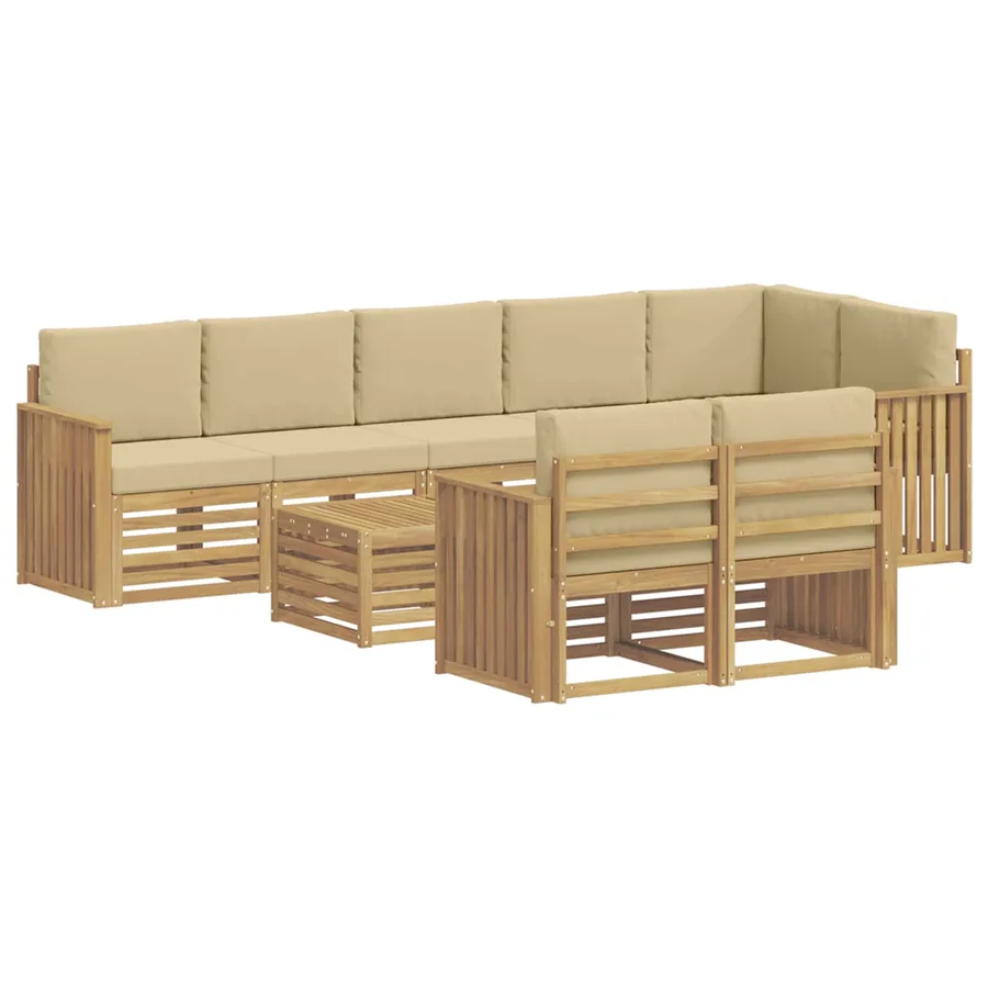 Ensemble de canapés d'extérieur 9 pcs Blanc et Beige - 2