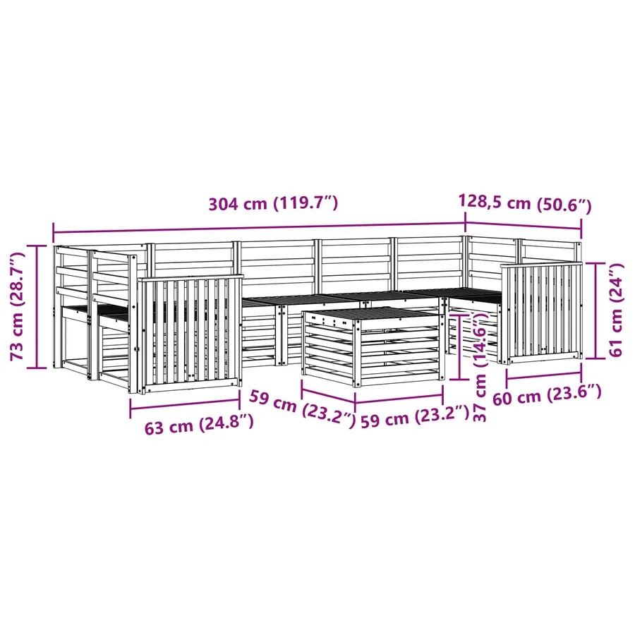 Ensemble de canapés d'extérieur 8 pcs Blanc - 8