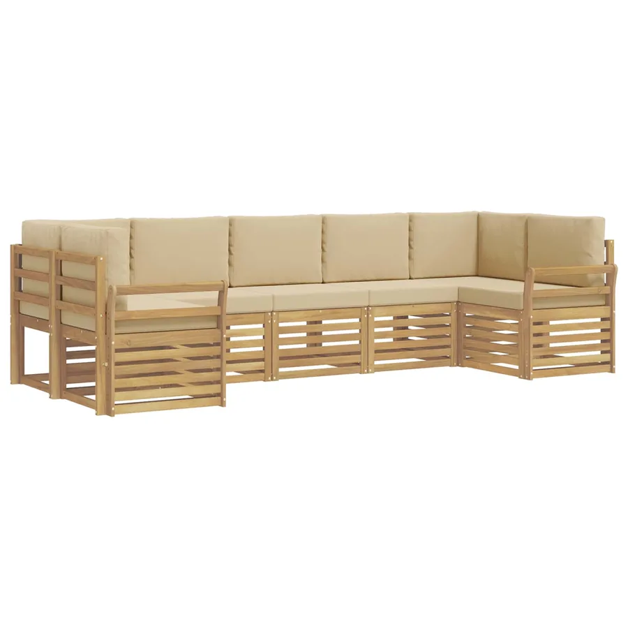 Ensemble de canapés d'extérieur 7 pcs Blanc et Beige - 2
