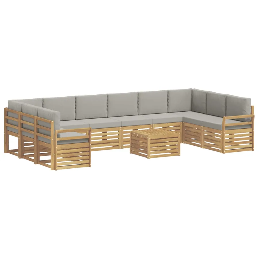 Ensemble de canapés d'extérieur 11 pcs Blanc et gris clair - 2