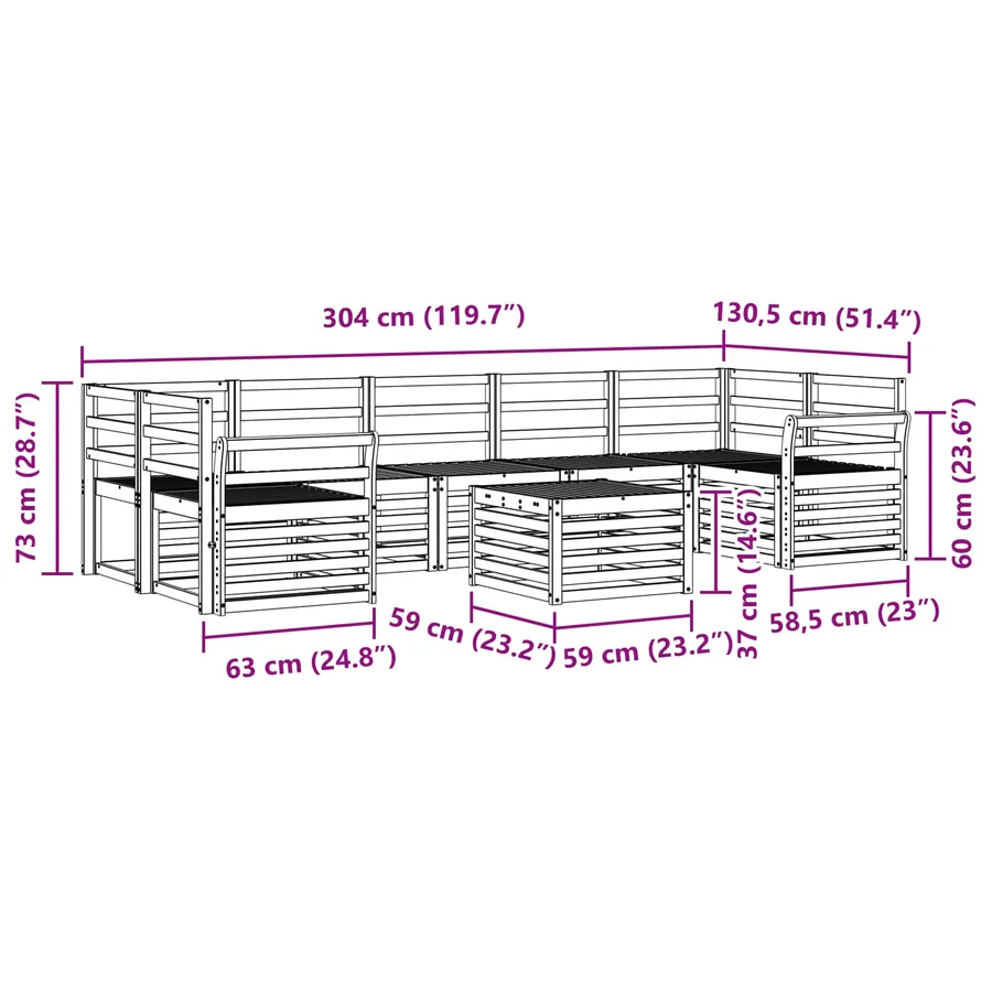 Ensemble de canapés d'extérieur 8 pcs Blanc - 8