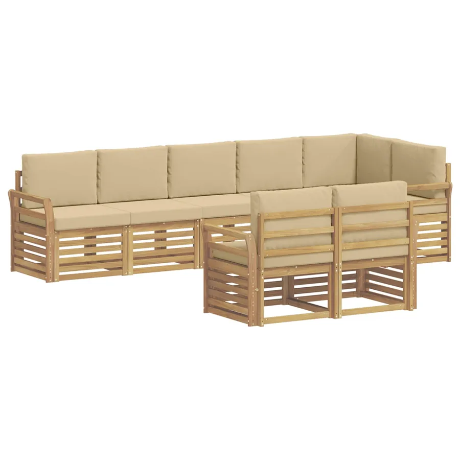 Ensemble de canapés d'extérieur 8 pcs Blanc et Beige - 2