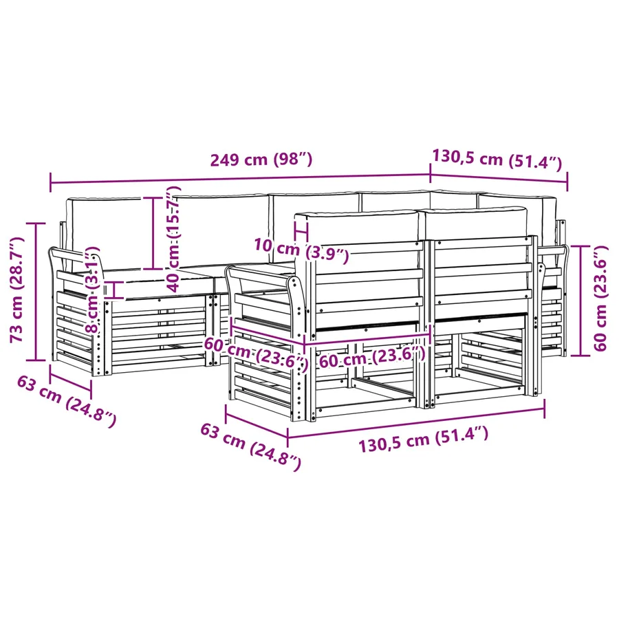 Ensemble de canapés d'extérieur 7 pcs Blanc et gris clair - 7