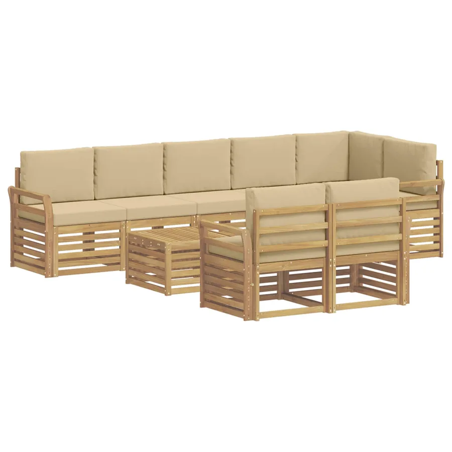 Ensemble de canapés d'extérieur 9 pcs Blanc et Beige - 2
