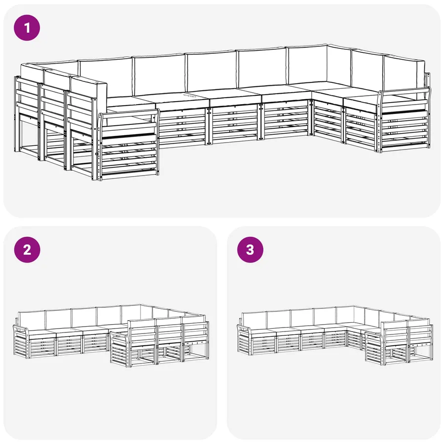 Ensemble de canapés d'extérieur 10 pcs Blanc et Beige - 6