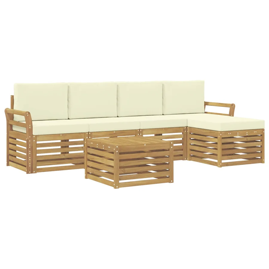 Ensemble de canapés d'extérieur 6 pcs Blanc et crème - 2