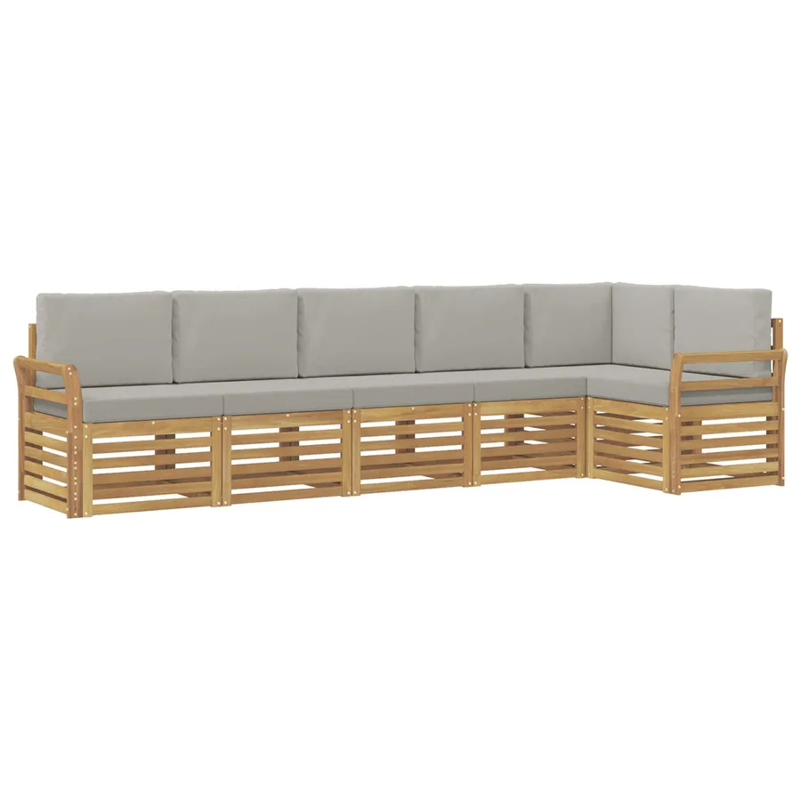 Ensemble de canapés d'extérieur 6 pcs Blanc et gris clair - 2