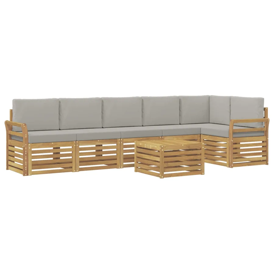 Ensemble de canapés d'extérieur 7 pcs Blanc et gris clair - 2
