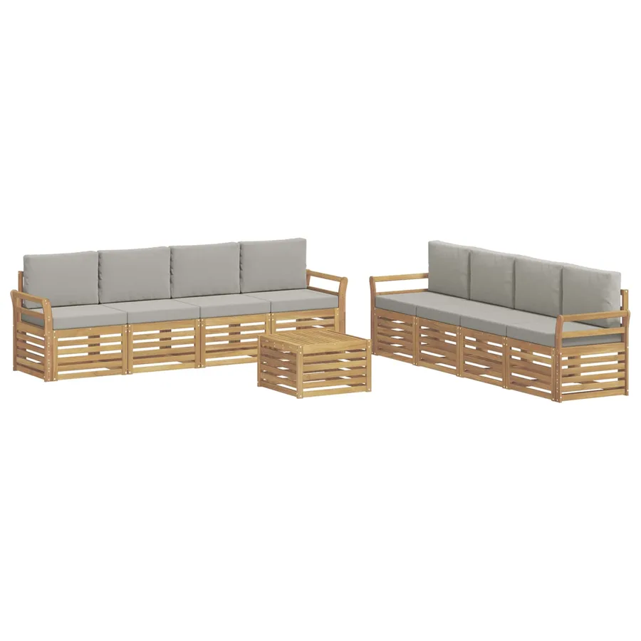 Ensembles de canapés 9 pcs Blanc et gris clair 59 x 59 x 37 cm - 2