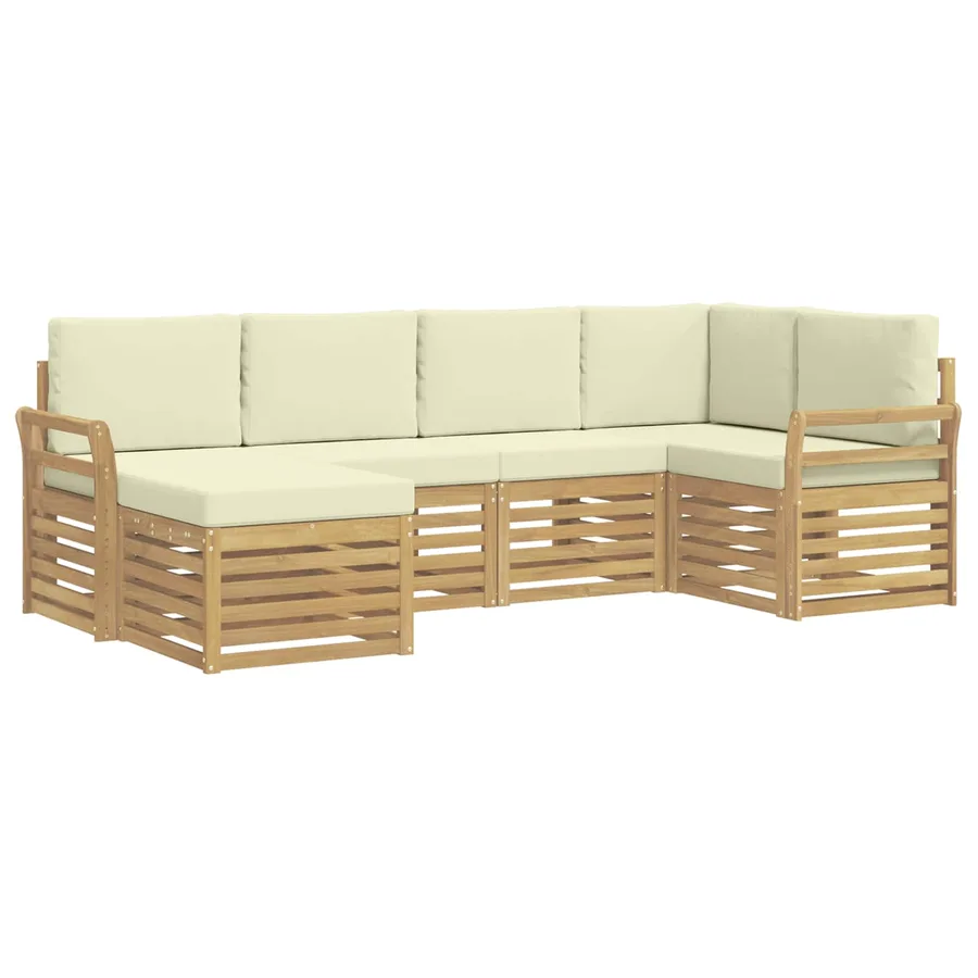 Ensemble de canapés d'extérieur 6 pcs Blanc et crème Polyester - 2