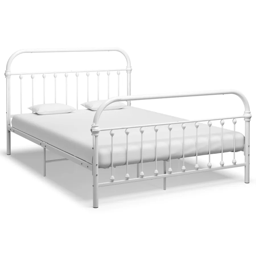 Cadre de lit sans matelas blanc métal 140x200 cm