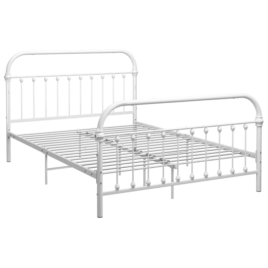 Cadre de lit sans matelas blanc métal 140x200 cm - 2