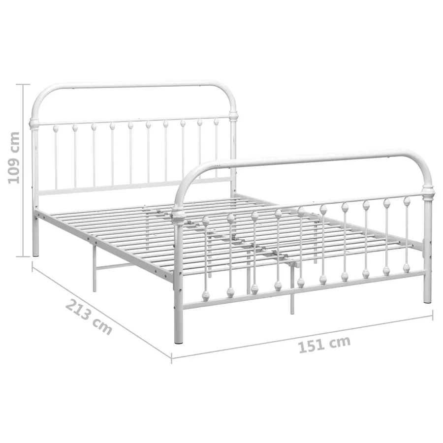Cadre de lit sans matelas blanc métal 140x200 cm - 6