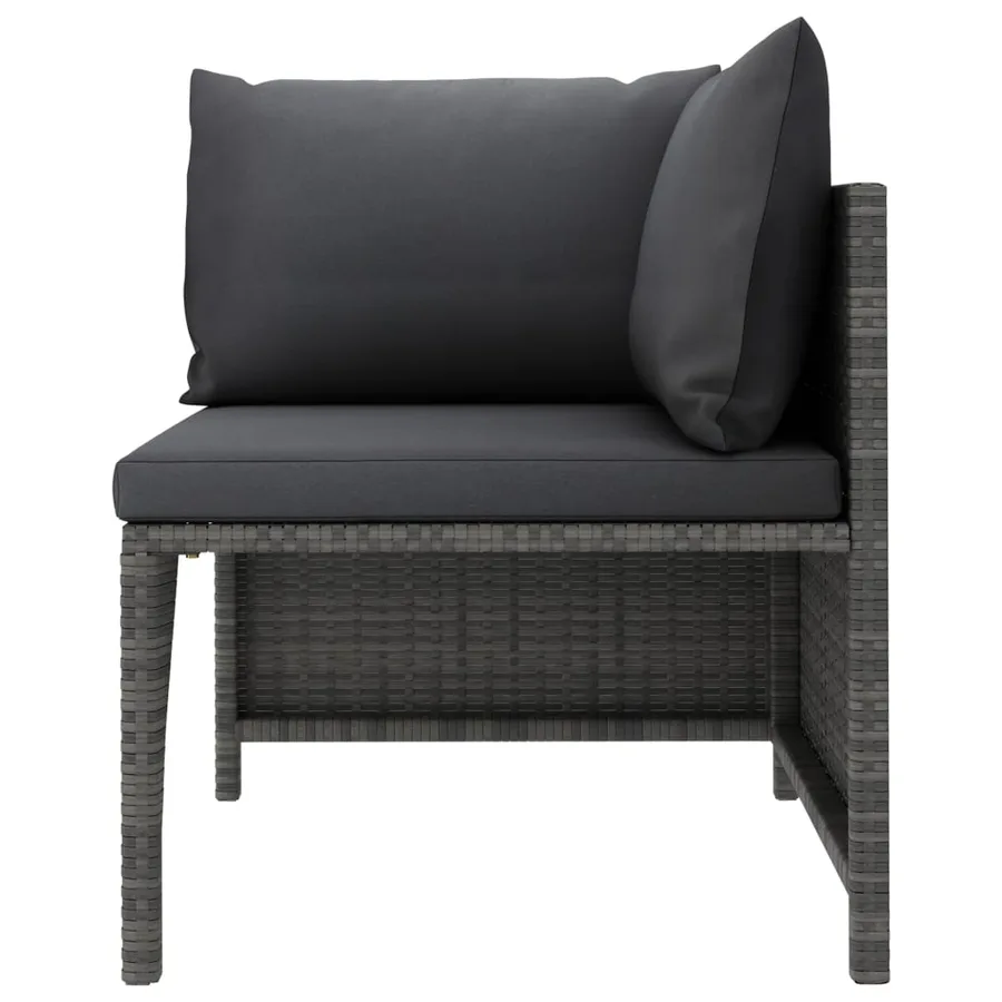 Salon de jardin 6 pcs avec coussins Résine tressée Gris - 4
