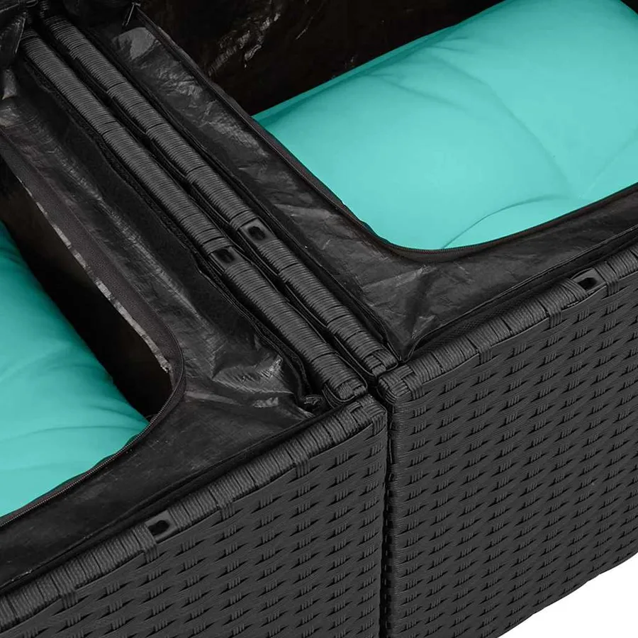 Ensemble de Canapés 9 pcs Noir et turquoise polyrotin - 9