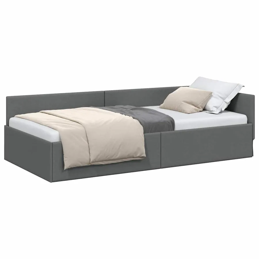 Cadre de lit d'angle Gris foncé 100 x 203 cm tissu - 3