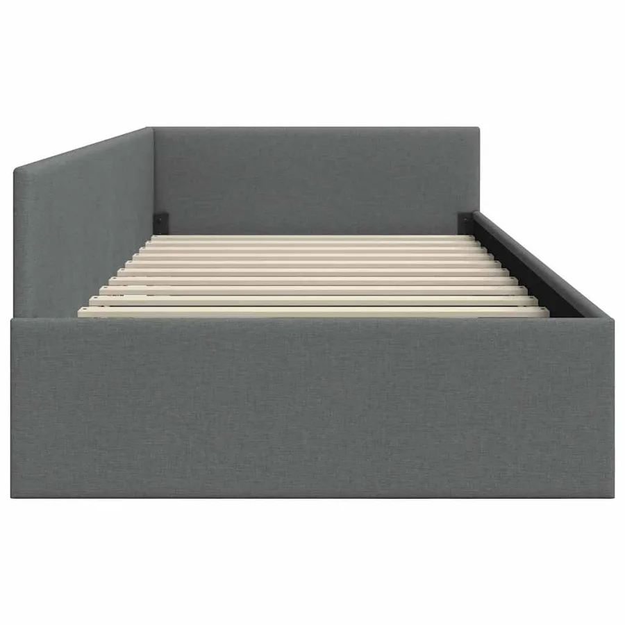 Cadre de lit d'angle Gris foncé 100 x 203 cm tissu - 6