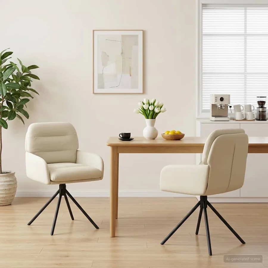 Chaises de salle à manger pivotantes 2 pcs Simili cuir Crème