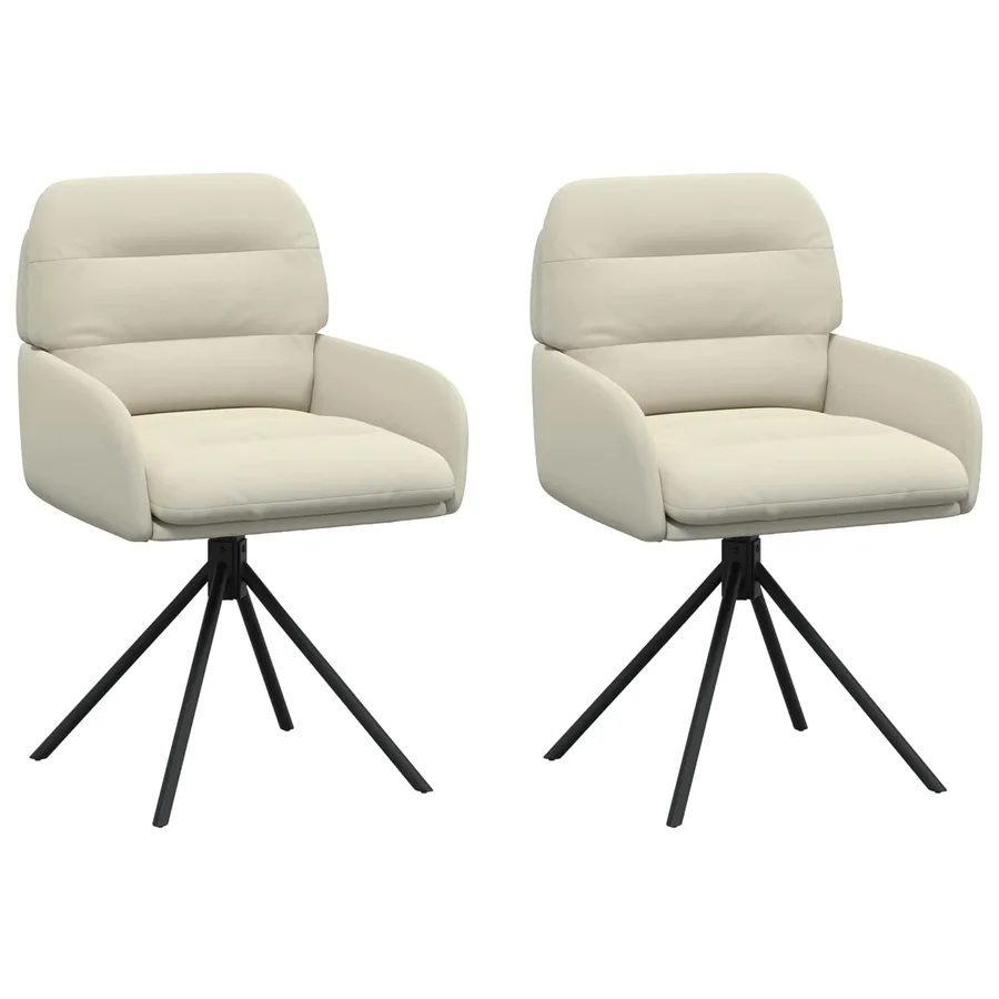Chaises de salle à manger pivotantes 2 pcs Simili cuir Crème - 2
