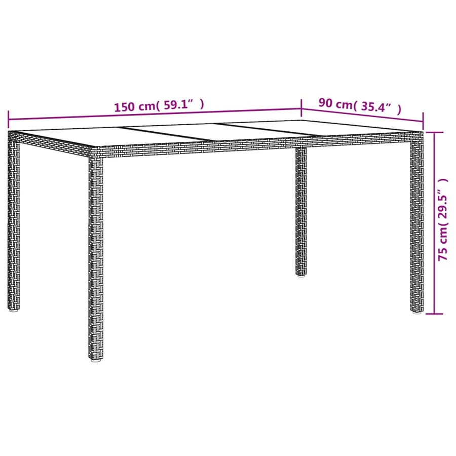 Ensemble à manger de jardin avec coussins 5pcs Beige poly rotin - 10
