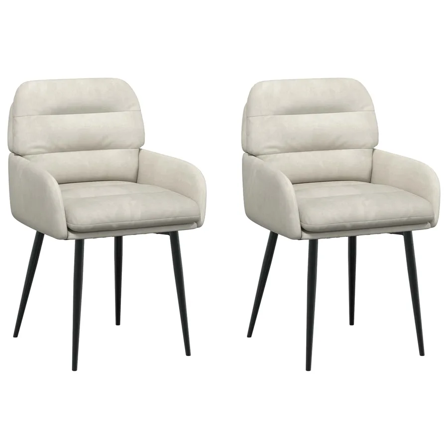 Chaises de salle à manger 2 pcs Velours Crème 59 x 59,5 x 90 cm - 2