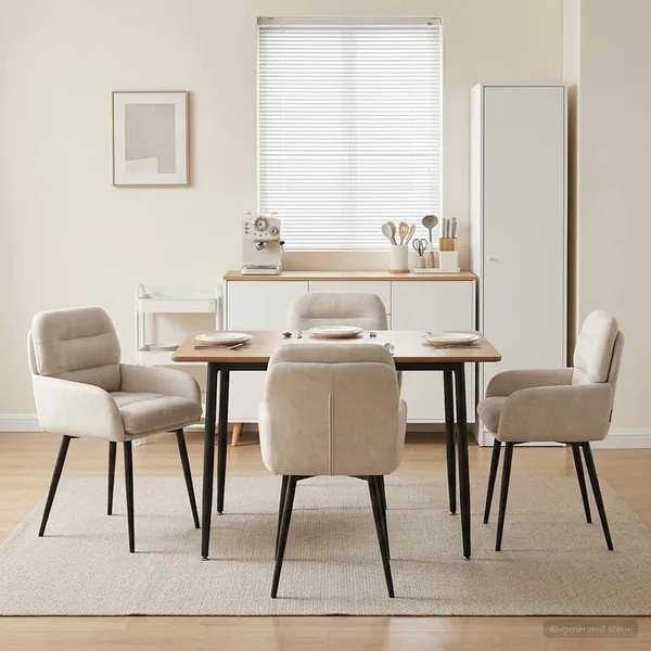 Chaises de salle à manger 4 pcs Velours Crème 59 x 59,5 x 90 cm