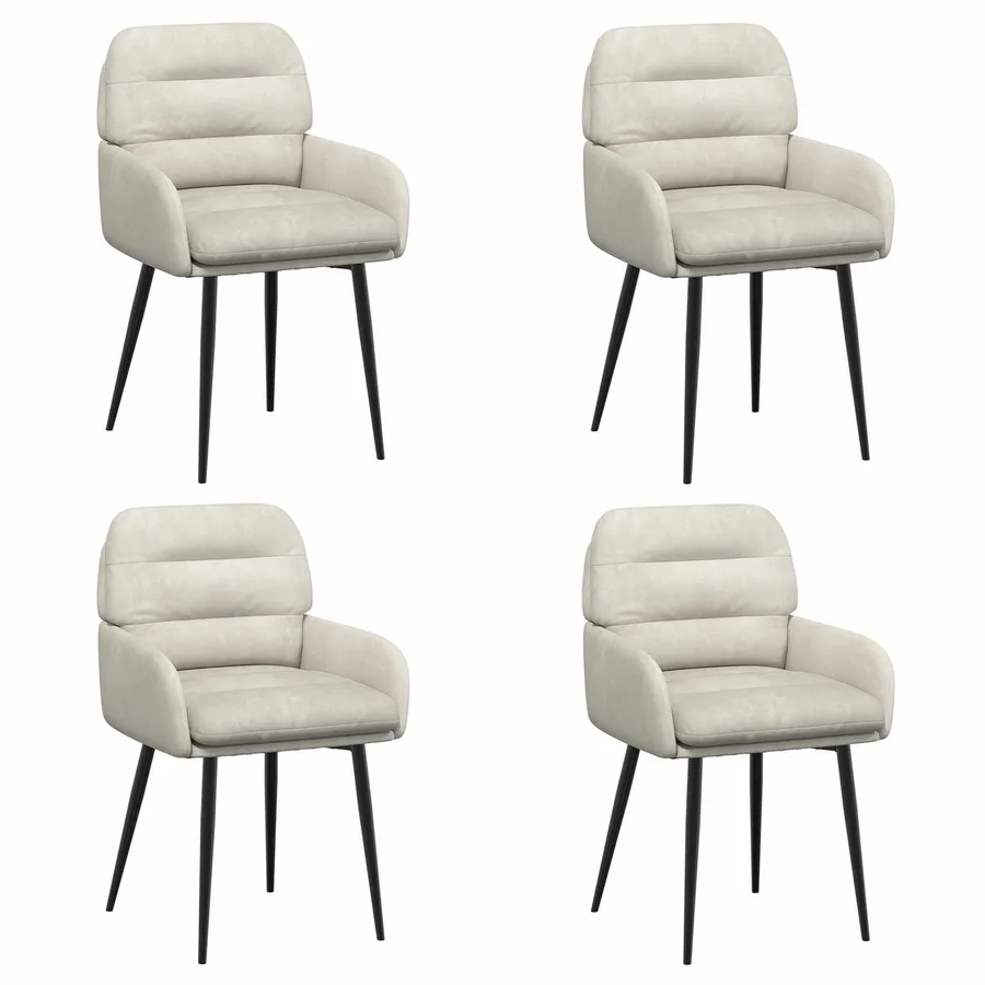 Chaises de salle à manger 4 pcs Velours Crème 59 x 59,5 x 90 cm - 2