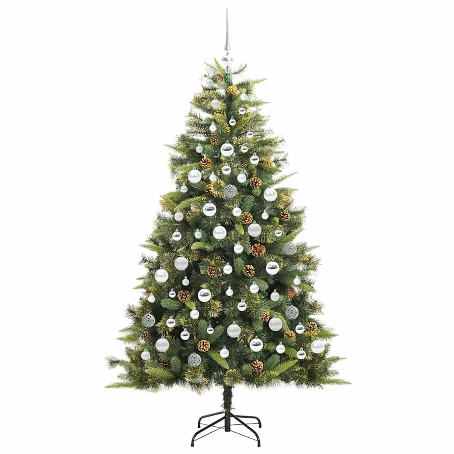 Sapin de Noël artificiel avec branches pliables et cônes 180 cm - 4