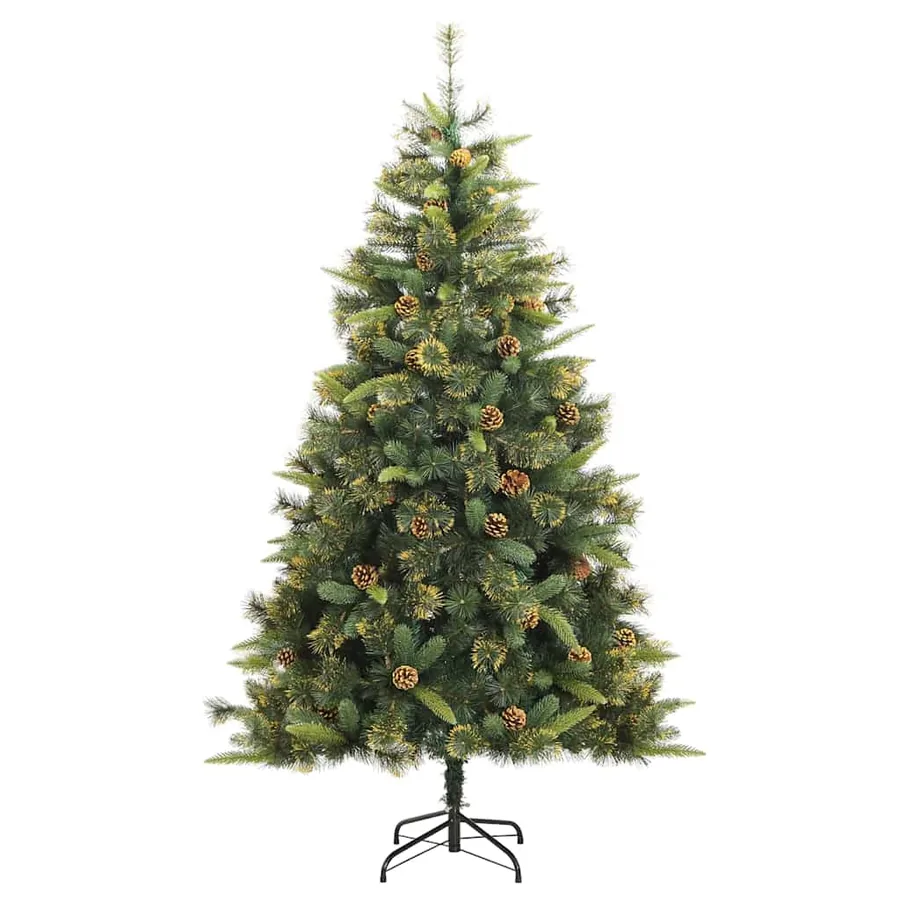 Sapin de Noël artificiel avec branches pliables et cônes 180 cm - 5