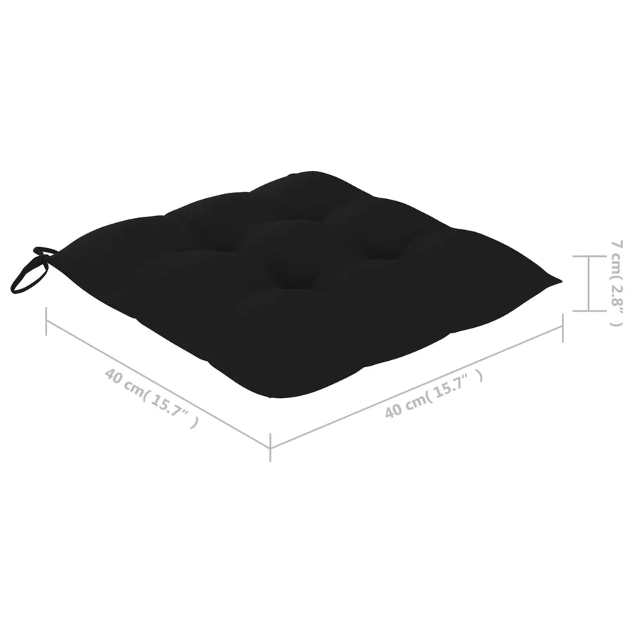 Chaises de jardin et coussins noir lot de 6 Bois de teck massif - 13