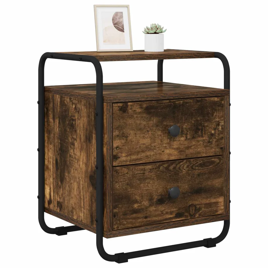 Table de chevet 2 pc Chêne fumé Bois d'ingénierie - 3