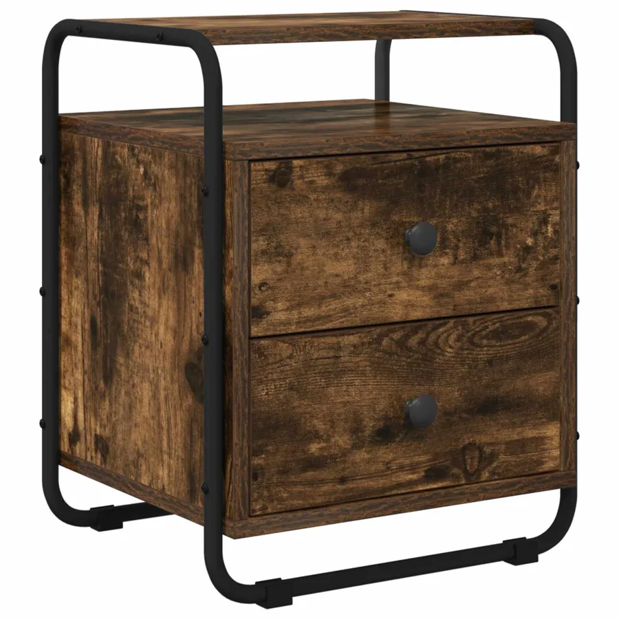 Table de chevet 2 pc Chêne fumé Bois d'ingénierie - 4