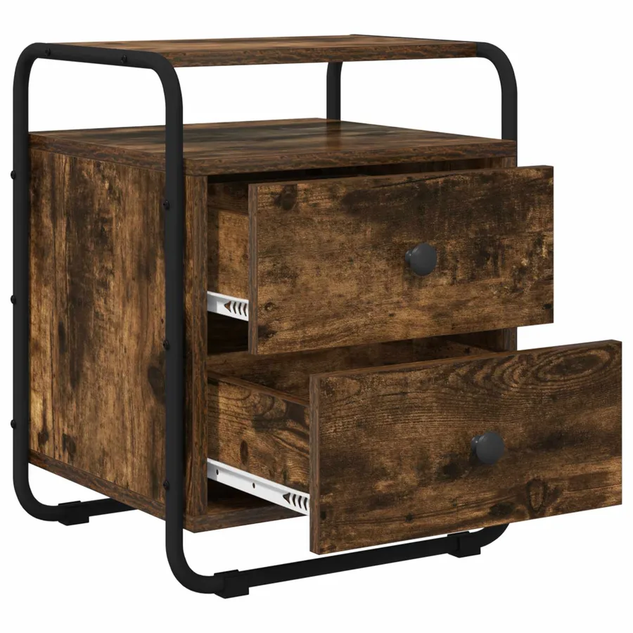 Table de chevet 2 pc Chêne fumé Bois d'ingénierie - 5
