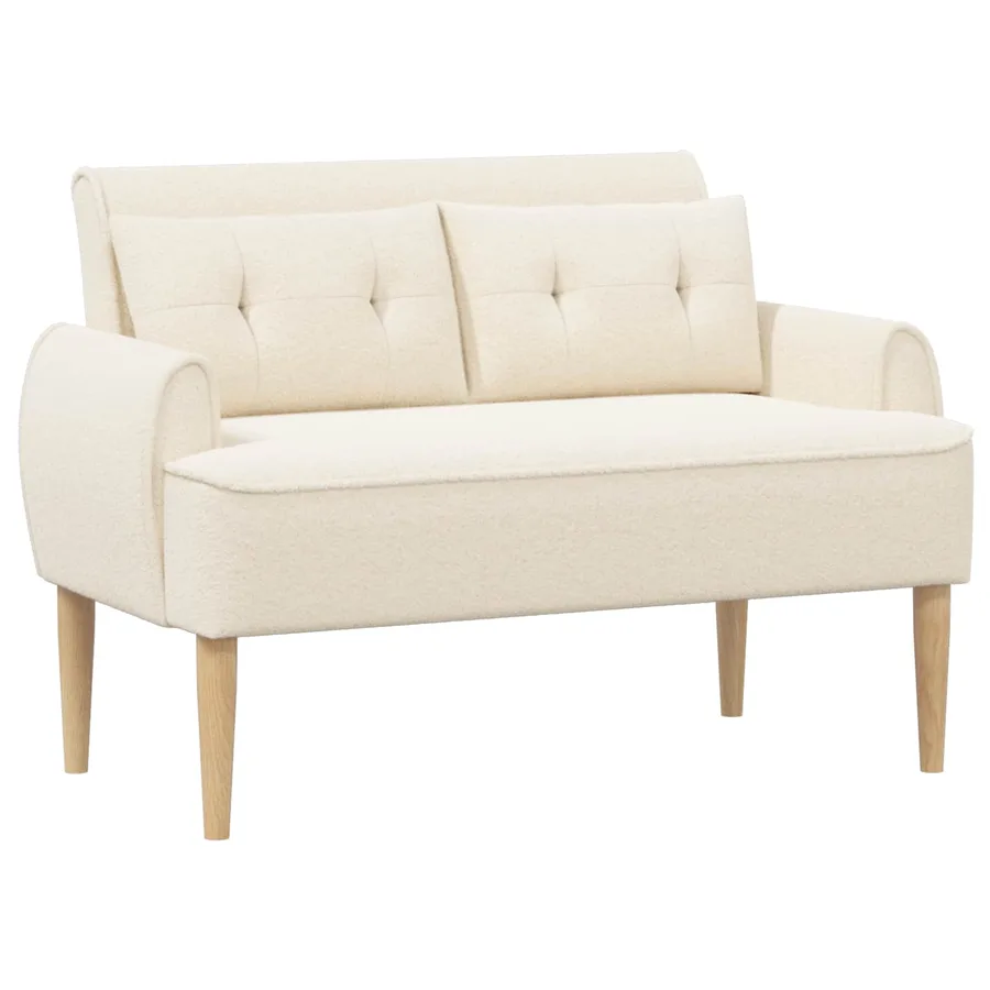 Canapé love seat avec capitonnage en boutons Crème Bouclé - 2