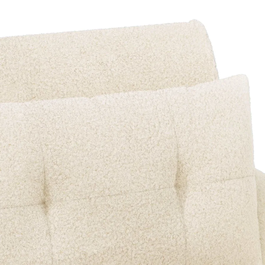 Canapé love seat avec capitonnage en boutons Crème Bouclé - 7
