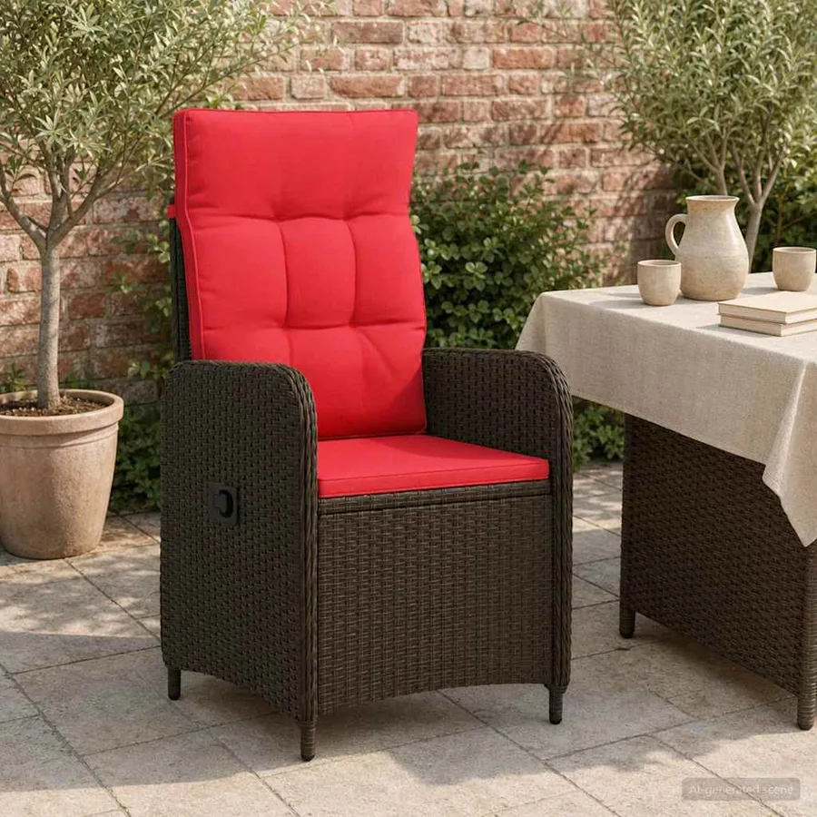Chaise de jardin inclinable Gris et bleu marine polyrotin - 15