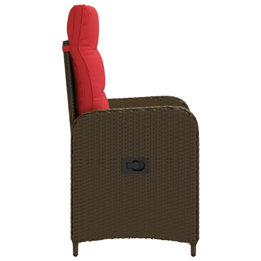 Chaise de jardin inclinable Gris et bleu marine polyrotin - 17