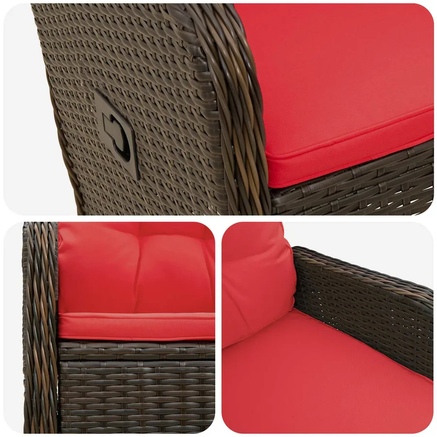 Chaise de jardin inclinable Gris et bleu marine polyrotin - 19