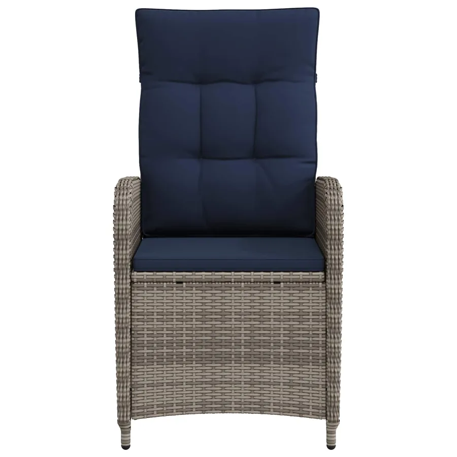 Chaise de jardin inclinable Gris et bleu marine polyrotin - 4