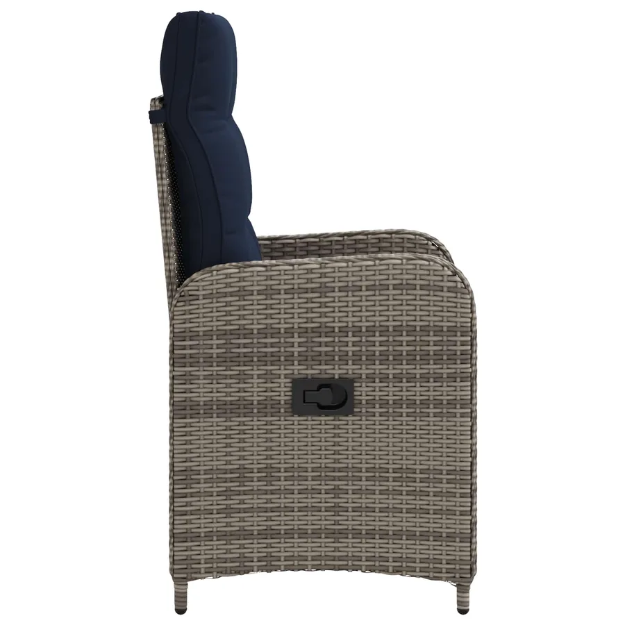Chaise de jardin inclinable Gris et bleu marine polyrotin - 5