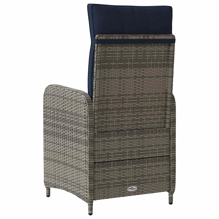 Chaise de jardin inclinable Gris et bleu marine polyrotin - 6