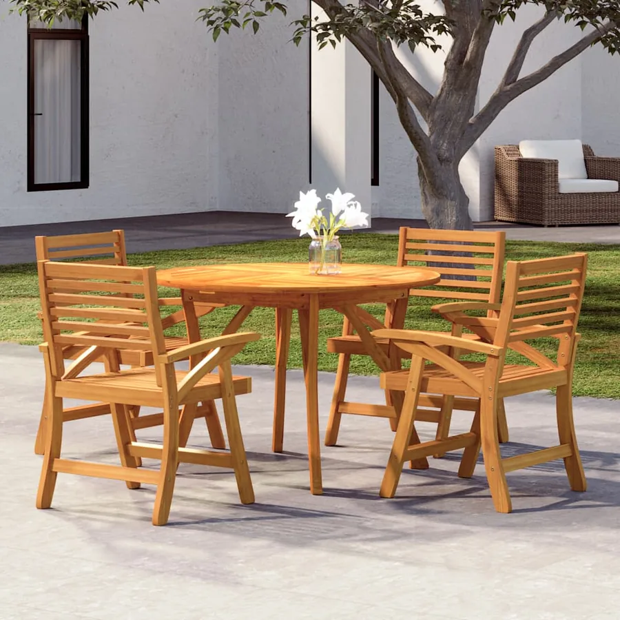 Ensemble à manger de jardin 5 pcs Bois d'acacia solide